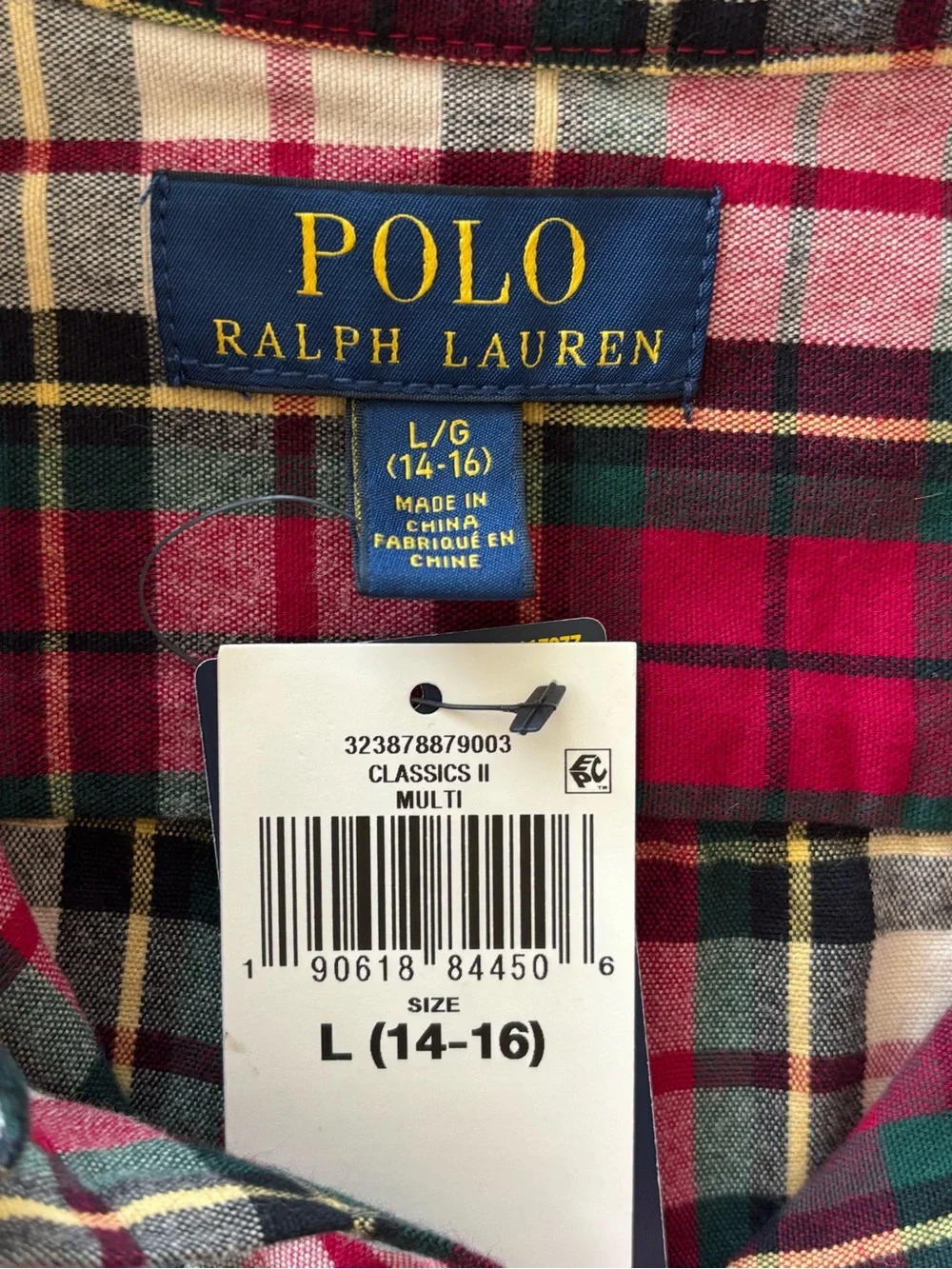 NWT Polo Ralph Lauren Boys  Button Down Shirt L 14 16 School Flannel